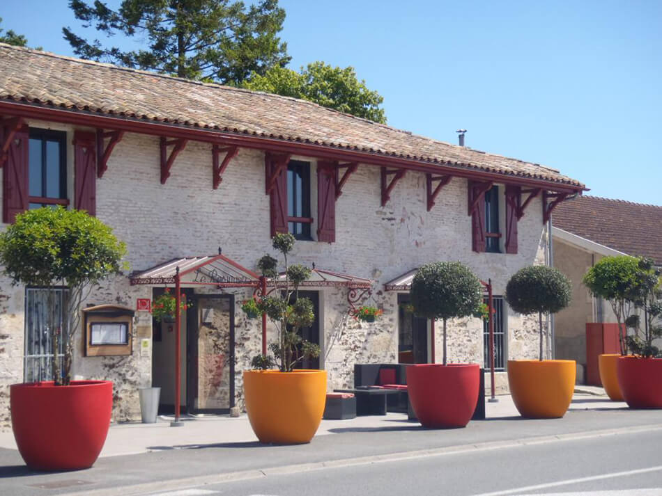 Aménagement arbustes restaurant Resinier Le Barp - pépinière La Palmeraie